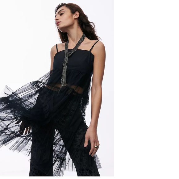 Anthropologie Tops - Anthropologie Maeve Tiered Tulle Tunic new with tag nwt black color